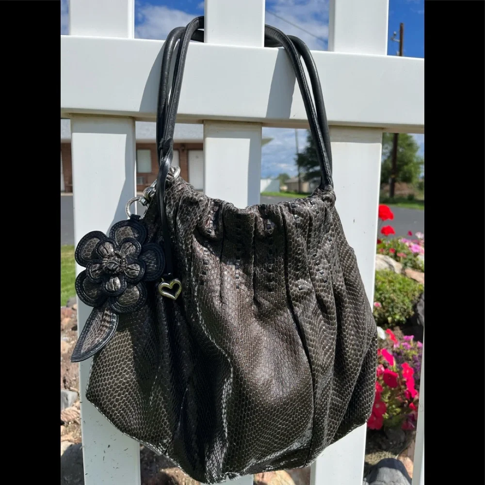 Brighton Patent Leather Mock Snake Skin Bag